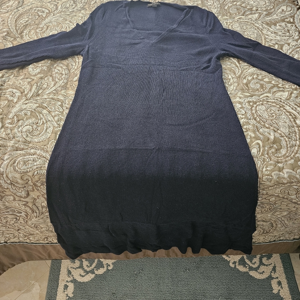 Elegant Navy Blue Women's Sweater Dress